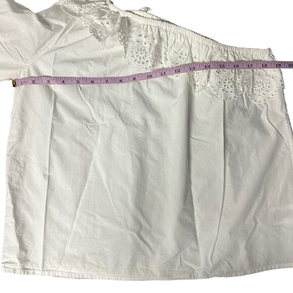 Joie One Shoulder Top Womens Medium Cotton Eyelet Ruffle Boho Romantic Coquette - Picture 7 of 8